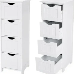 Parya Home - Smalle Ladekast met 4 Lades - Hout - Wit Outlet