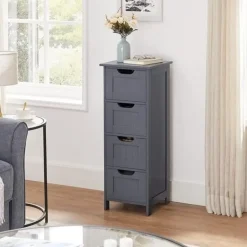 Bobbel Home Parya Home - Smalle Ladekast - 4 Lades - Hout - Grijs Outlet