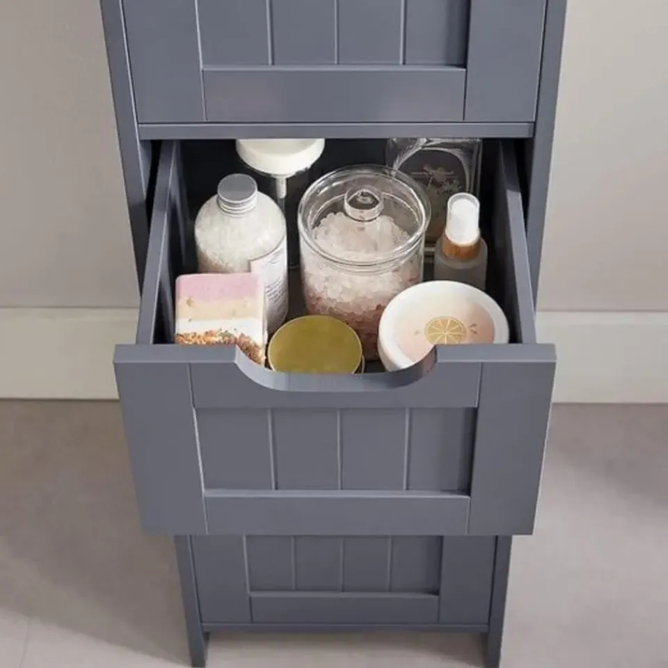 Bobbel Home Parya Home - Smalle Ladekast - 4 Lades - Hout - Grijs Outlet