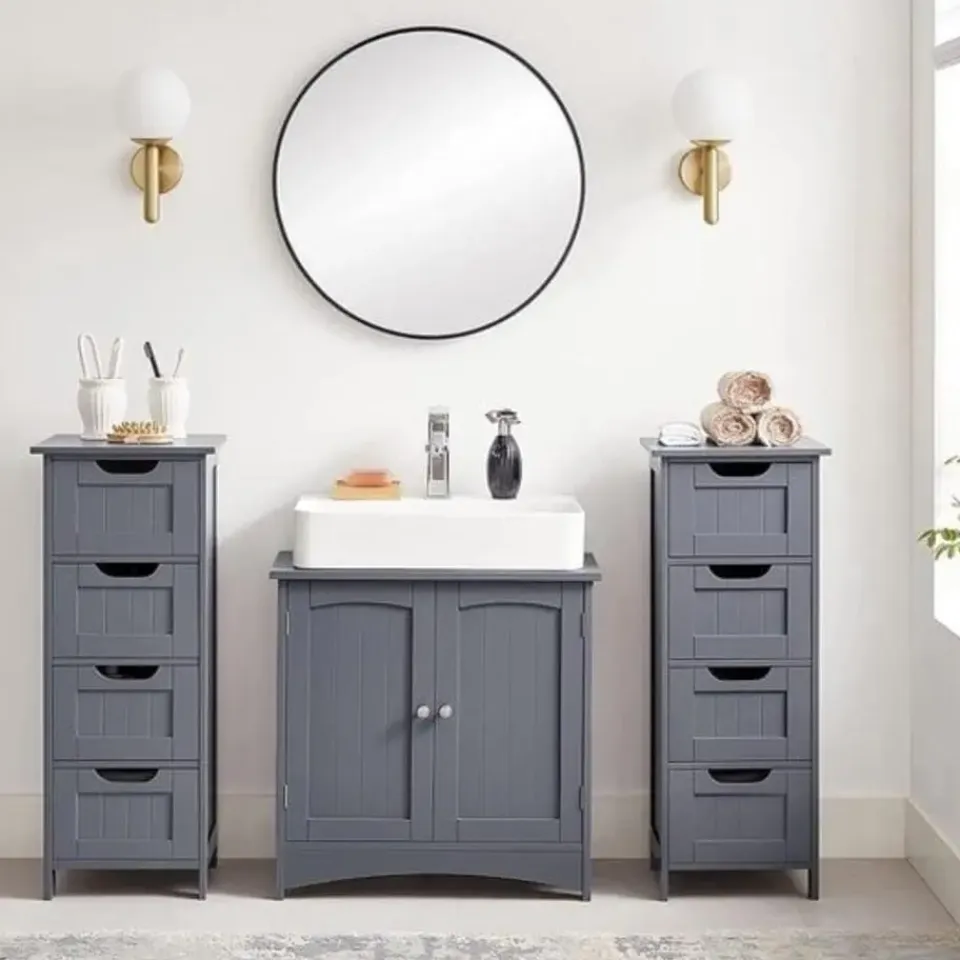 Bobbel Home Parya Home - Smalle Ladekast - 4 Lades - Hout - Grijs Outlet