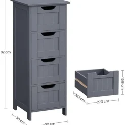 Bobbel Home Parya Home - Smalle Ladekast - 4 Lades - Hout - Grijs Outlet