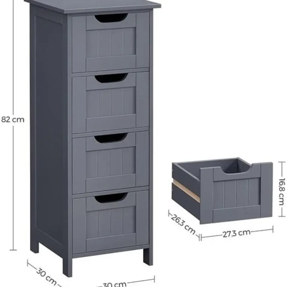 Bobbel Home Parya Home - Smalle Ladekast - 4 Lades - Hout - Grijs Outlet