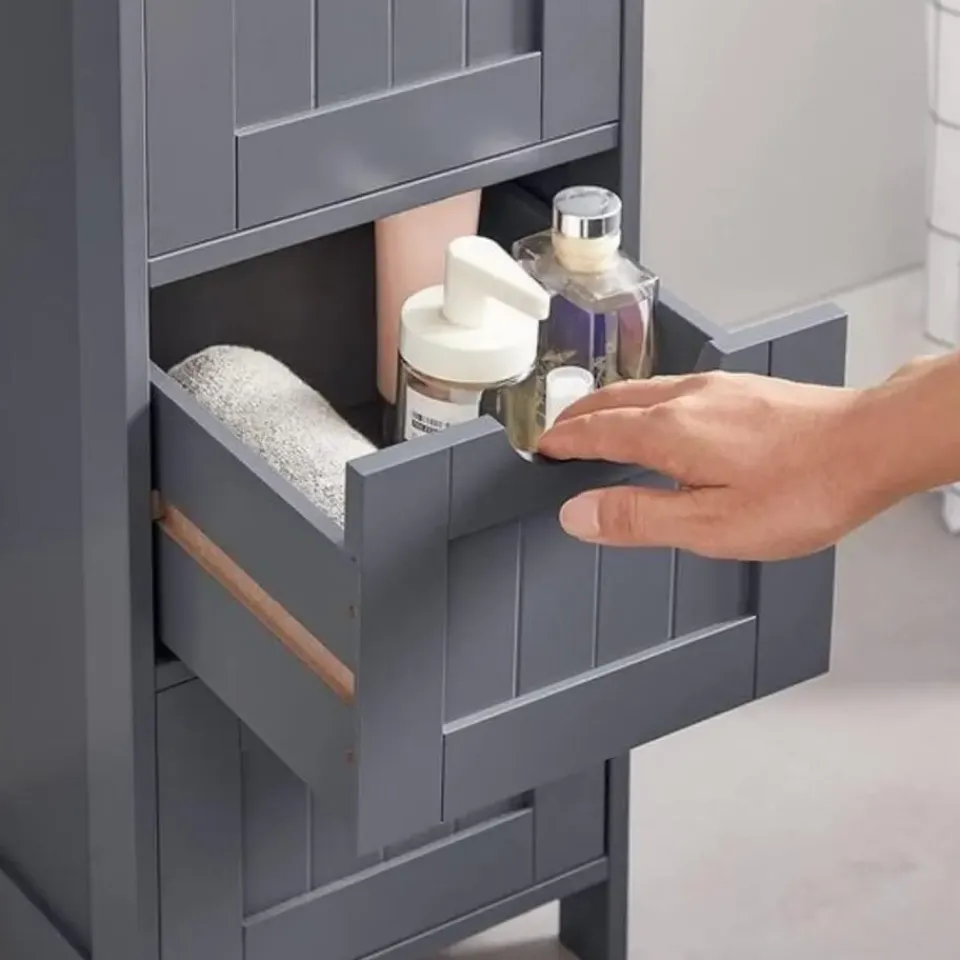 Bobbel Home Parya Home - Smalle Ladekast - 4 Lades - Hout - Grijs Outlet