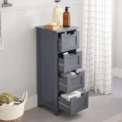 Bobbel Home Parya Home - Smalle Ladekast - 4 Lades - Hout - Grijs Outlet