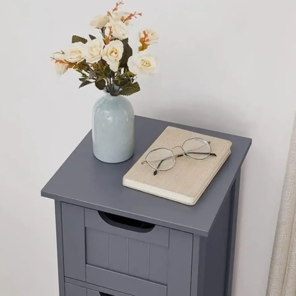 Bobbel Home Parya Home - Smalle Ladekast - 4 Lades - Hout - Grijs Outlet