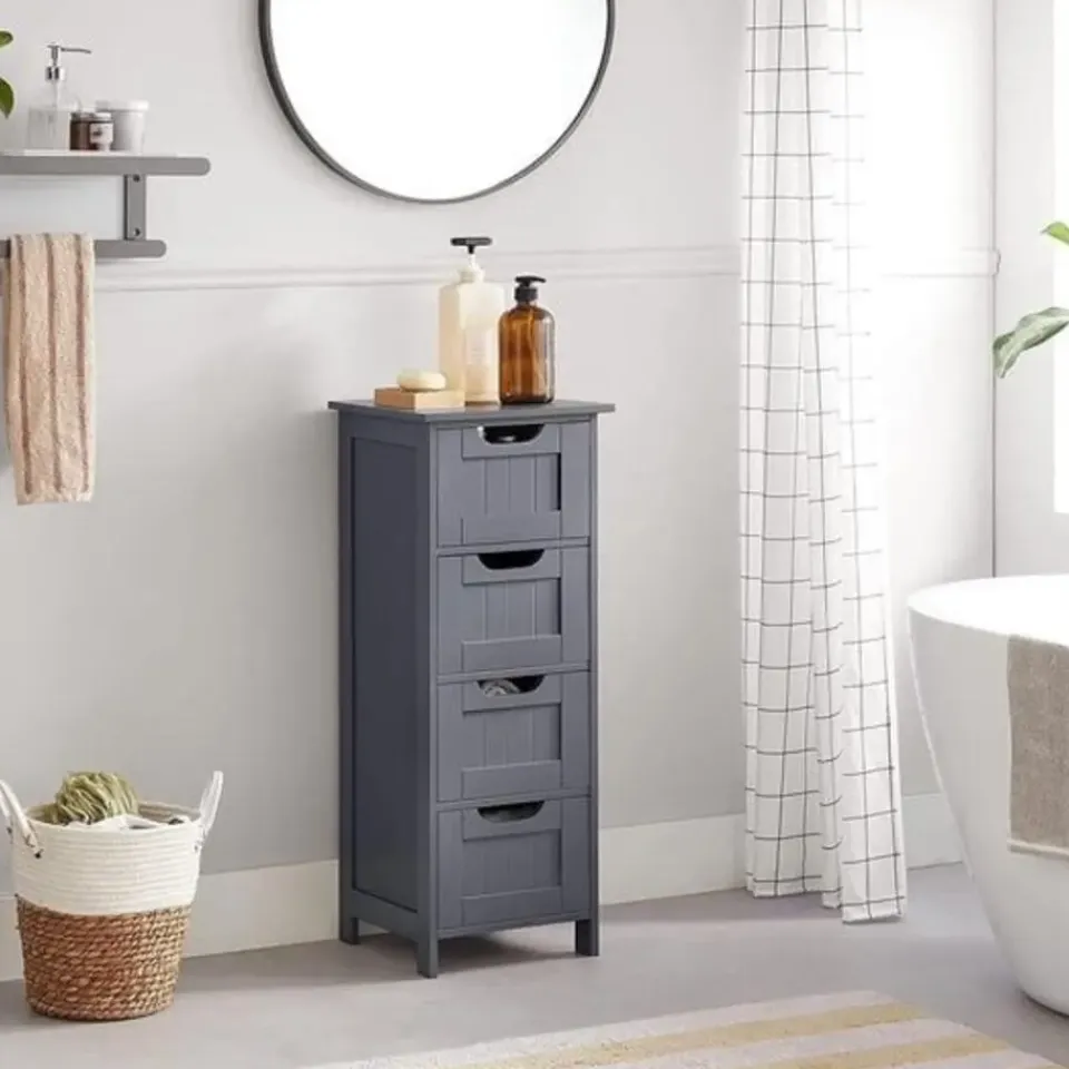 Bobbel Home Parya Home - Smalle Ladekast - 4 Lades - Hout - Grijs Outlet