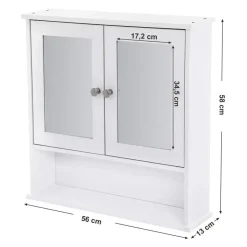 Parya Home - Spiegelkast - Badkamermeubel - 2 Deuren - 1 Plank - Hout - Wit Sale