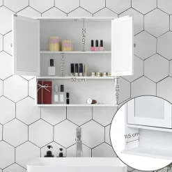 Parya Home - Spiegelkast - Badkamermeubel - 2 Deuren - 1 Plank - Hout - Wit Sale