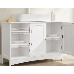 Parya Home - Wastafelonderkast -Badkamerkast - 2 Deuren - 2 Planken - Hout - Wit Sale