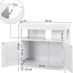 Bobbel Home Parya Home - Wastafelonderkast -Badkamerkast - 2 Deuren - Wit New