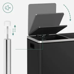 Parya Home - Zwarte Prullenbak - 2 x 30 Liter - Roestvrij Staal