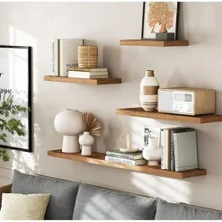 Parya Home - Zwevende wandplank - Bruin - MDF - 40 x 20 x 3.8 cm Sale