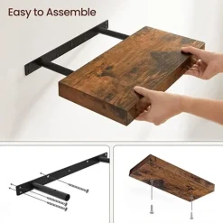 Parya Home - Zwevende wandplank - Bruin - MDF - 40 x 20 x 3.8 cm Sale