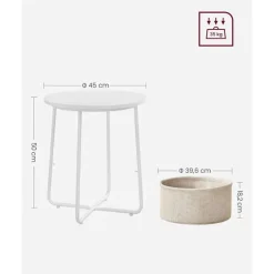 Parya Home Bijzettafel, ronde bijzettafel met stoffen mand Sale