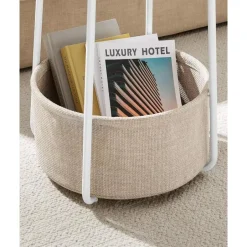 Parya Home Bijzettafel, ronde bijzettafel met stoffen mand Sale