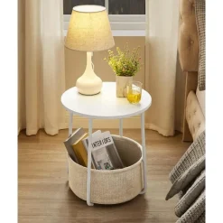Parya Home Bijzettafel, ronde bijzettafel met stoffen mand Sale