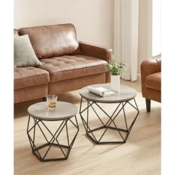 Parya Home Bijzettafel, set van 2 salontafels, grijs-zwart Sale