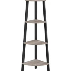 Parya Home hoekplank - 4 planken - industrieel - grijs-zwart Outlet