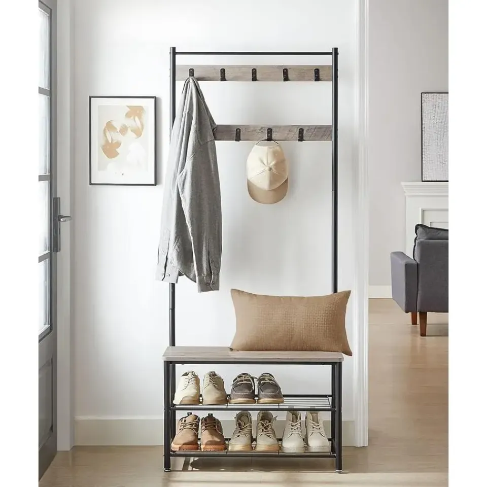 Parya Home 3-in-1 Kapstok met Schoenenrek – Entreekast met bankje Hot