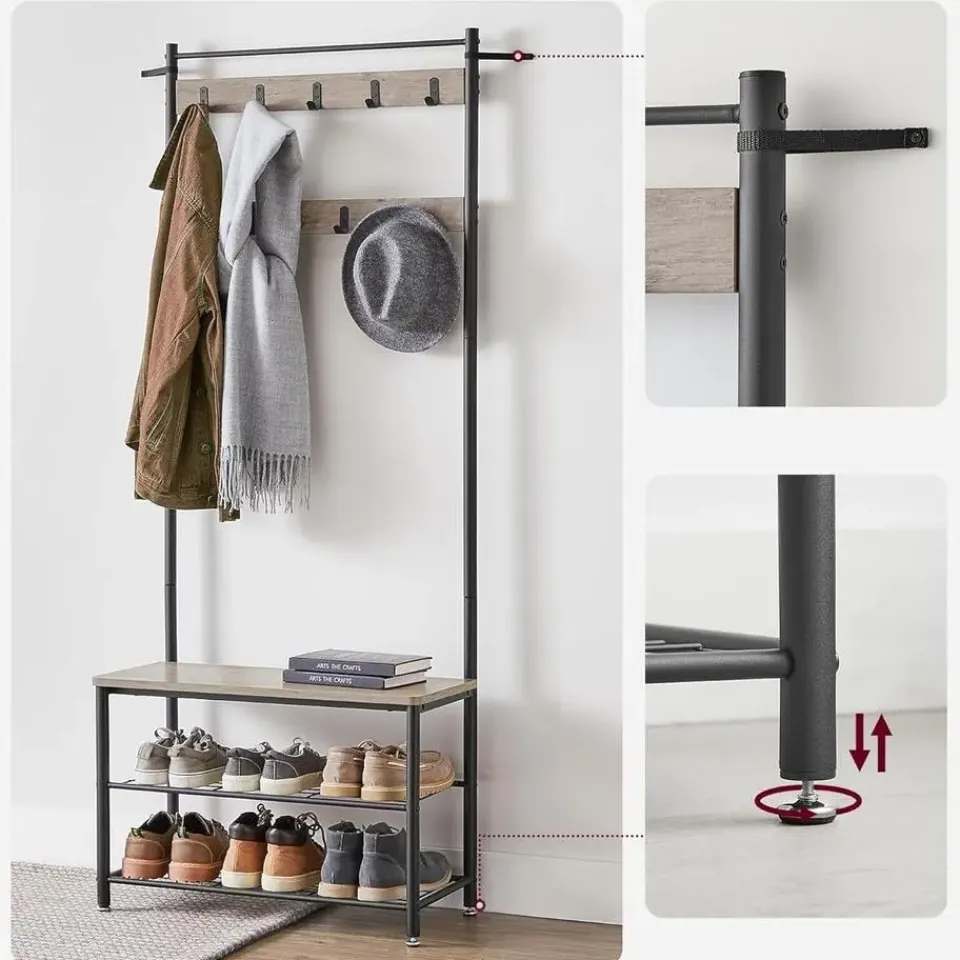 Parya Home 3-in-1 Kapstok met Schoenenrek – Entreekast met bankje Hot