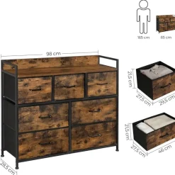 Merkloos Parya Home Industriėle Commode – Opbergkast met 7 mdf laden en metalen frame Best