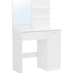 Parya Home kaptafel met spiegel - 1 lade - 2 legplanken - wit Clearance