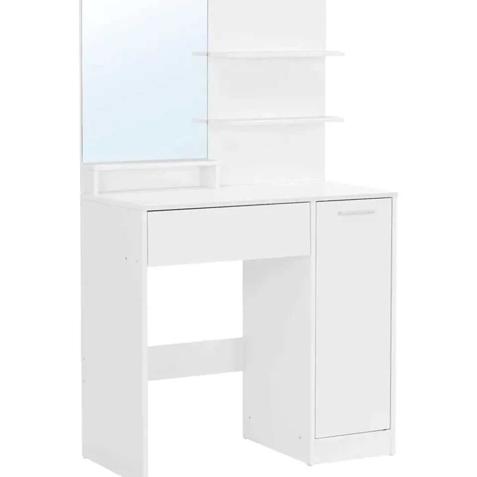 Parya Home kaptafel met spiegel - 1 lade - 2 legplanken - wit Clearance