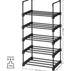 Parya Home metalen schoenrek met 5 niveaus - zwart Online