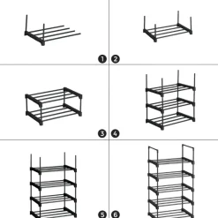 Parya Home metalen schoenrek met 5 niveaus - zwart Online
