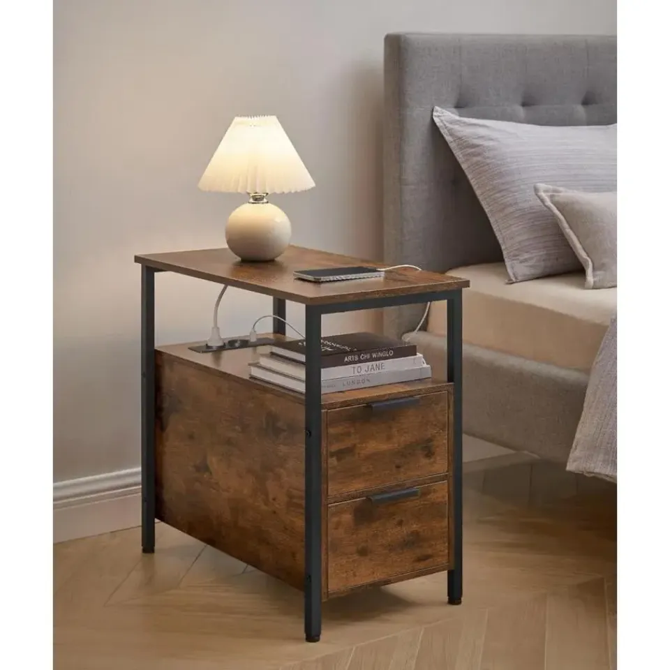 Parya Home Nachtkastje met Stekkerdoos Bruin Hot