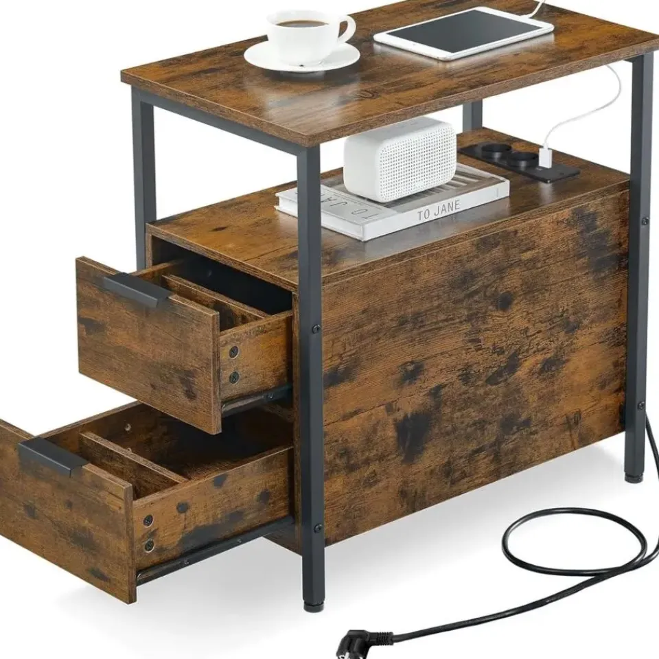 Parya Home Nachtkastje met Stekkerdoos Bruin Hot