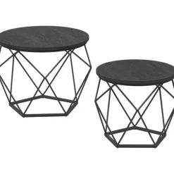 Parya Home Ronde salontafels, set van 2 bijzettafels zwart New