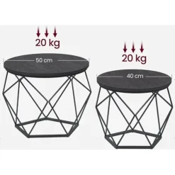 Parya Home Ronde salontafels, set van 2 bijzettafels zwart New