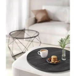 Parya Home Ronde salontafels, set van 2 bijzettafels zwart New