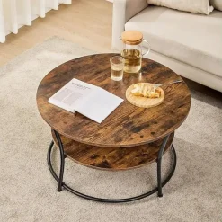 Parya Home Salontafel rond, Woonkamertafel, Sofatafel met plank Sale