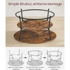 Parya Home Salontafel rond, Woonkamertafel, Sofatafel met plank Sale