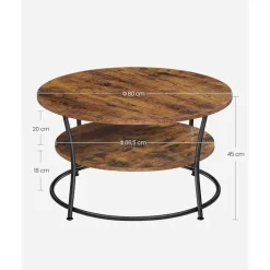 Parya Home Salontafel rond, Woonkamertafel, Sofatafel met plank Sale