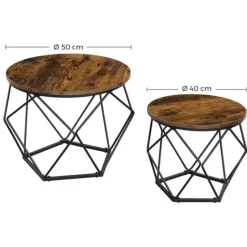 Parya Home Salontafel 2-set bijzettafel industrieel bruin zwart Clearance