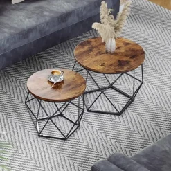 Parya Home salontafel set van 2 salontafels bruin-zwart Outlet