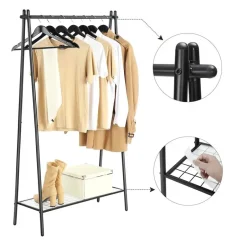 Parya Home Stalen kledingrek met kledingstang - zwart Best