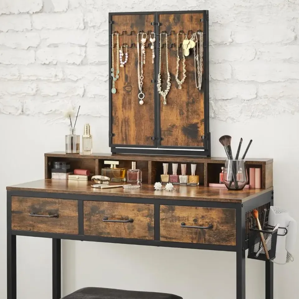 Parya Home Vintage Kaptafel met 3-delige met klapspiegel Outlet