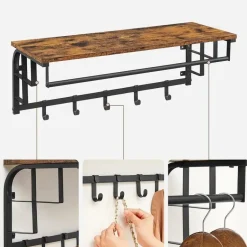 Parya Home Wandkapstok met Haken – Wandkapstok met 5 afneembare haken Best