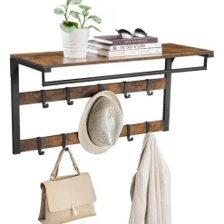 Parya Home Wandkapstok met Plank – wandplank met 10 haken