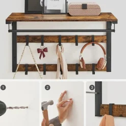 Parya Home wandkapstok, wandplank met 10 afneembare haken Hot