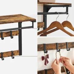 Parya Home wandkapstok, wandplank met 10 afneembare haken Hot