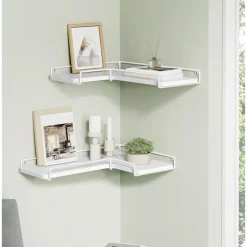 Parya Home zwevende planken, set van 2, L-vormige hoekplanken Hot