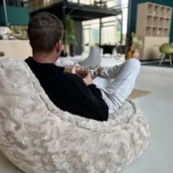 Parya Stoel Zitzak Bont - Zitzakfauteuil - Woonkamerzitzak - Beige - Senior New