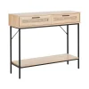 Beliani PASCO - Consoletafel - Lichte houtkleur - Rotan Discount