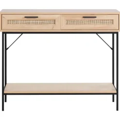 Beliani PASCO - Consoletafel - Lichte houtkleur - Rotan Discount