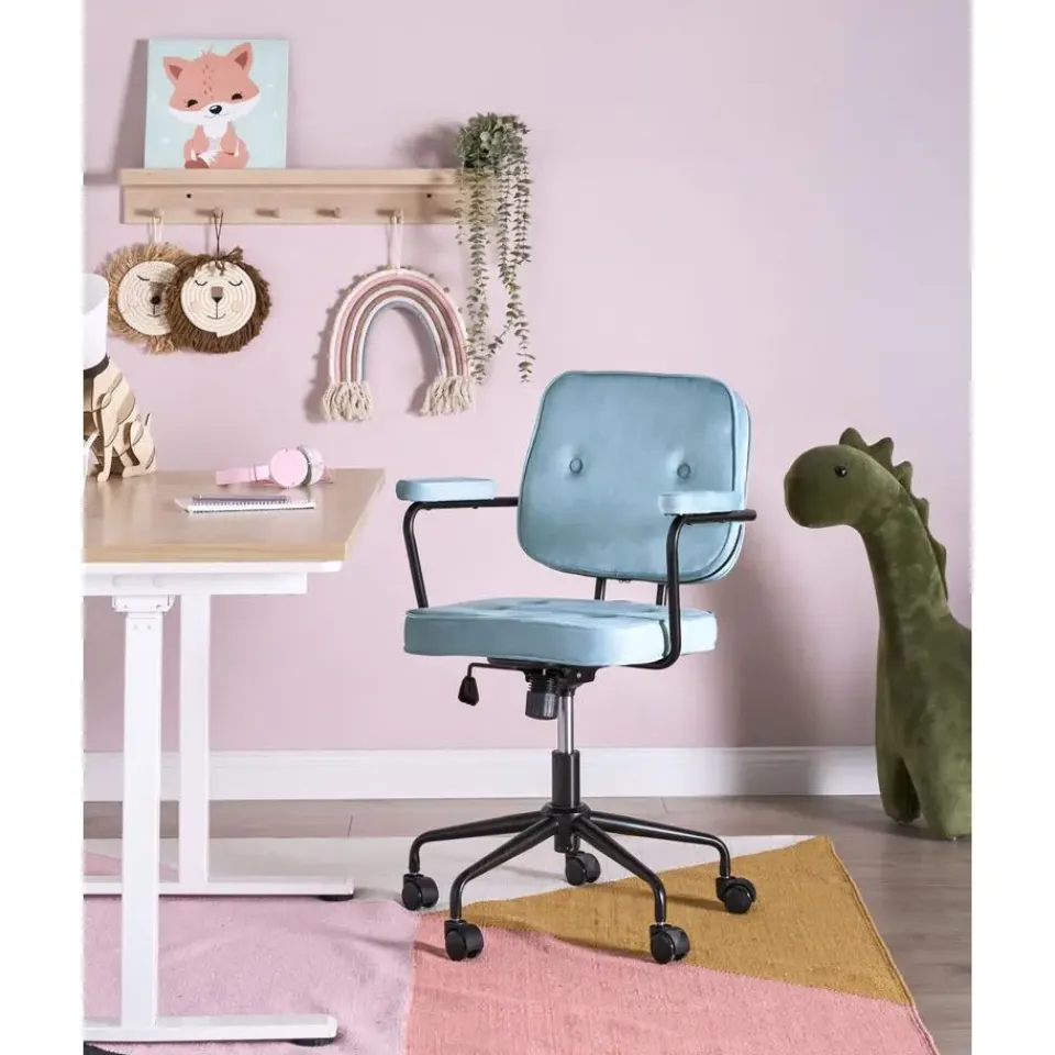 Leen Bakker PAWNEE - Bureaustoel - Lichtblauw - Fluweel Online